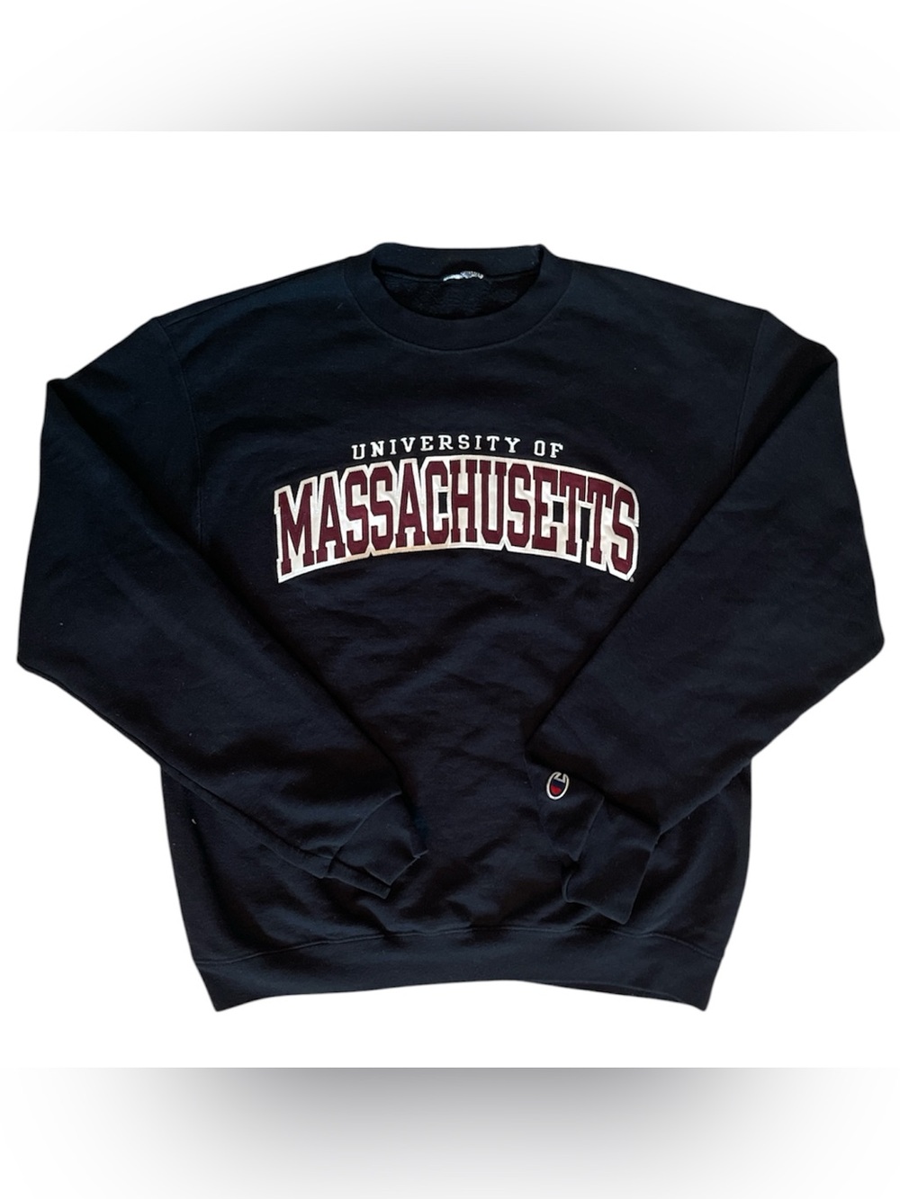Champion Black University Of Massachusetts Crewneck Sweatshirt Size Large